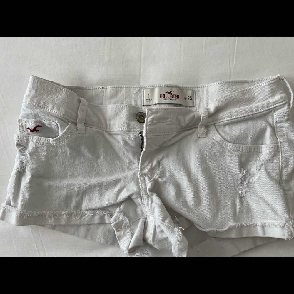 Hollister white denim shorts